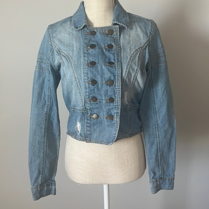 Dollhouse Distressed Jean Jacket‎ Double Breasted Button Size Medium